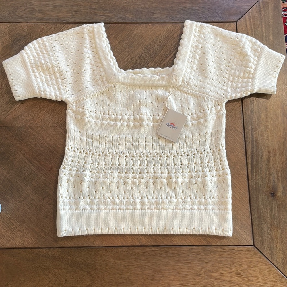 NWT Faherty Crochet Top